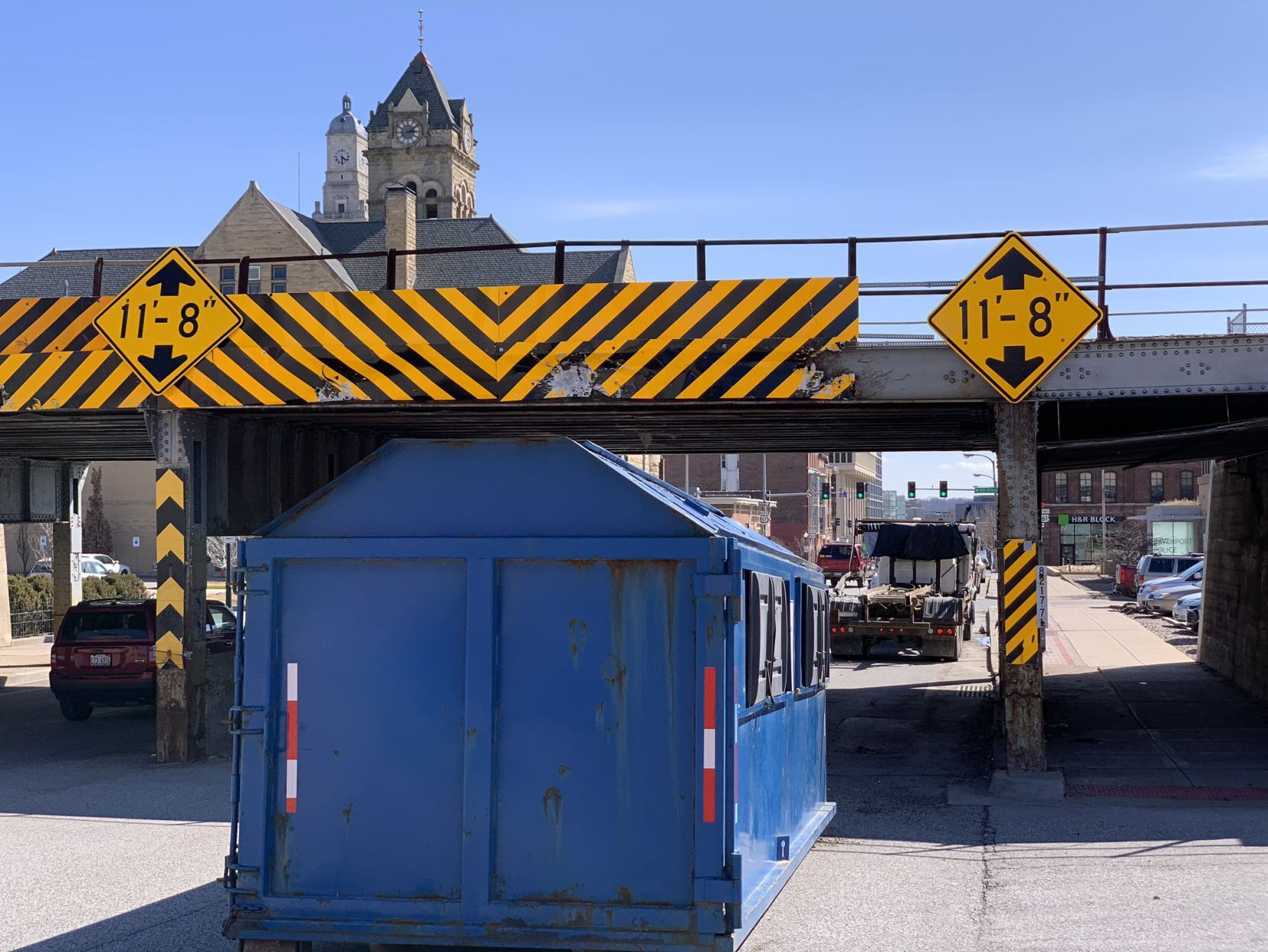The truck eating bridge strikes again on Harrison Street